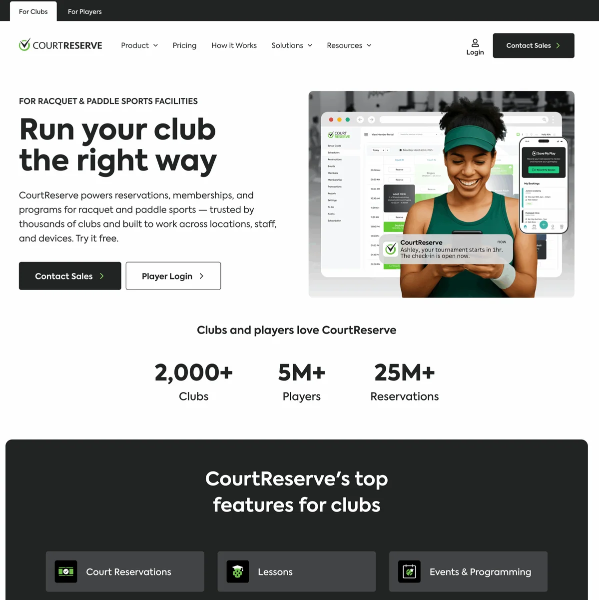 CourtReserve website designed by Xander Marketing