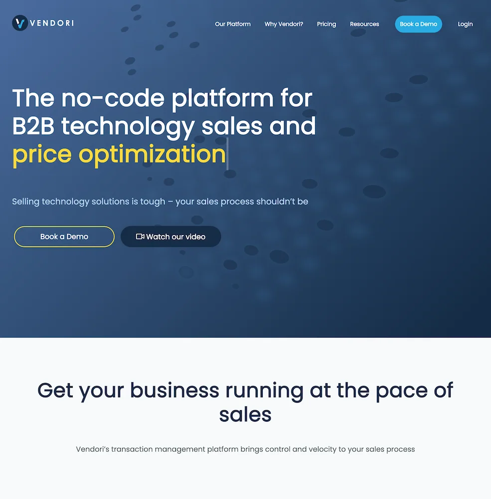 Vendori website designed by Xander Marketing
