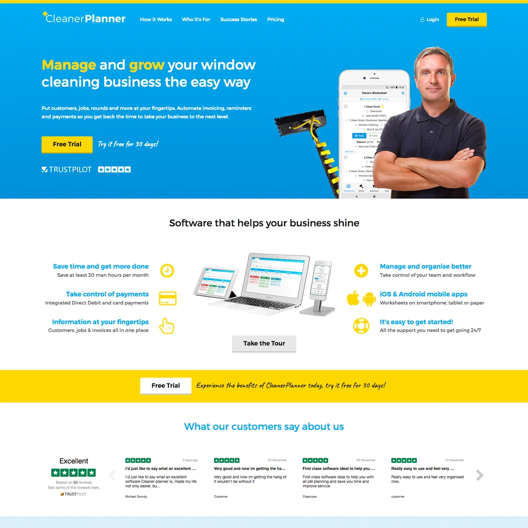 CleanerPlanner website designed by Xander Marketing